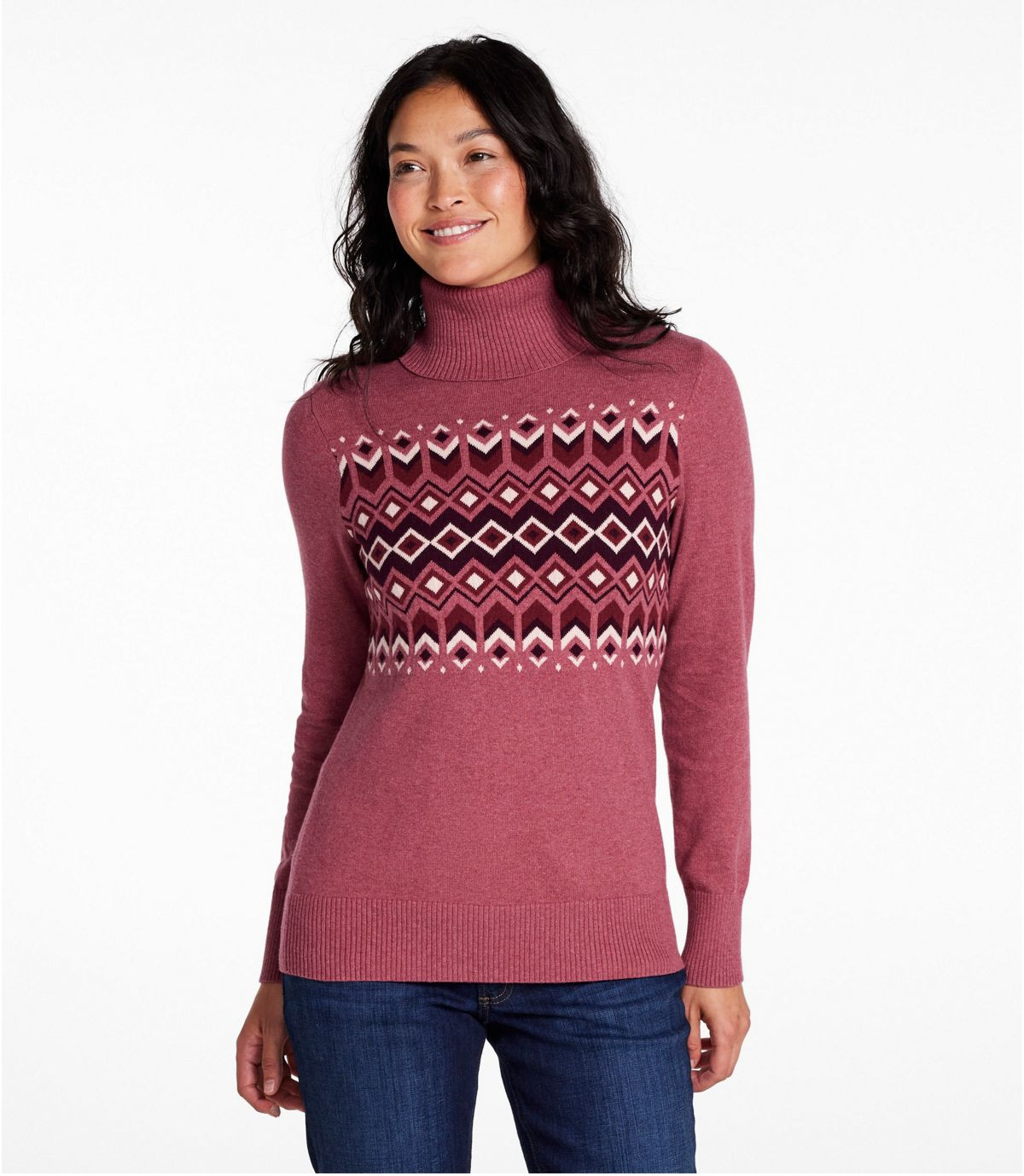 Women's Cotton/Cashmere Sweater, Turtleneck Intarsia | L.L. Bean