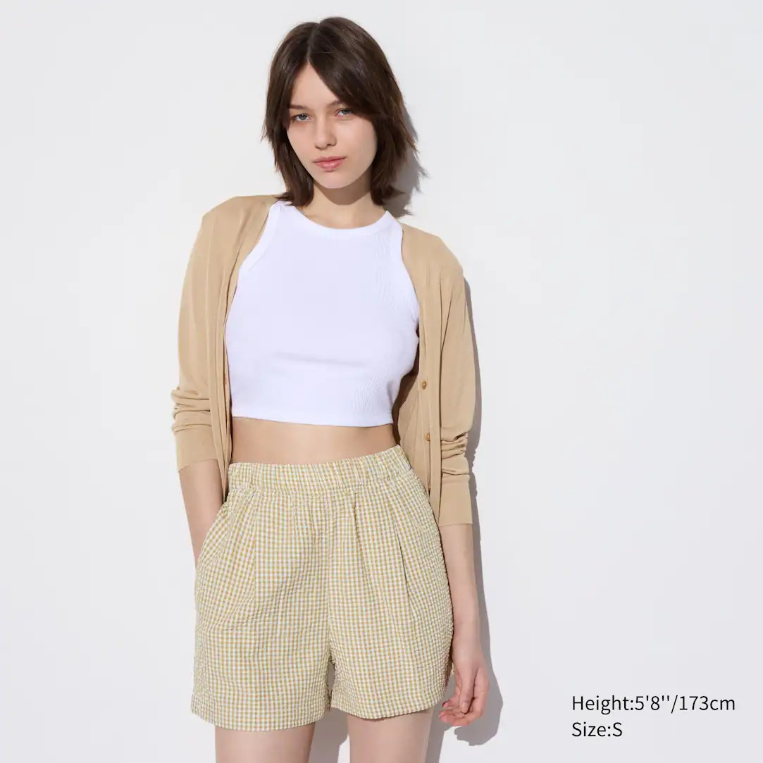 Seersucker Cotton Gingham Checked Easy Shorts | UNIQLO (UK)