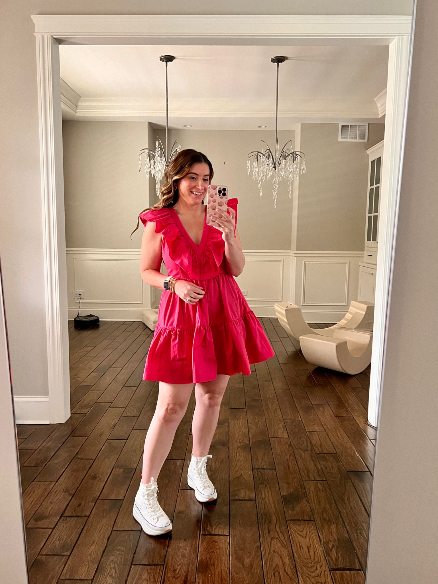 What I wore to the Malibu Barbie Cafe pop up in Chicago! Pink ruffle dress, platform converse sneakers, pink rhinestone earrings, Beachwaver curling iron, curling wand, mini dress 

#LTKshoecrush #LTKFind #LTKstyletip
