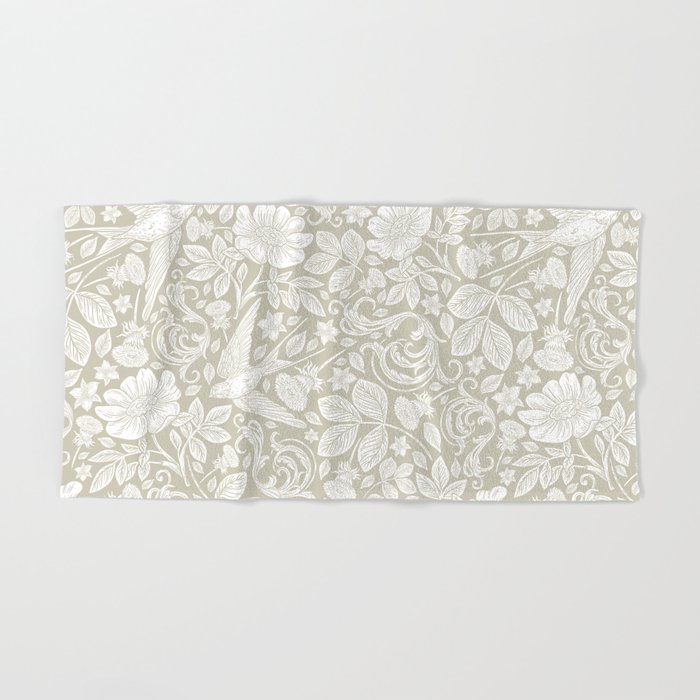Vintage Elegant White Ivory Cream Swallows Floral Hand & Bath Towel | Society6