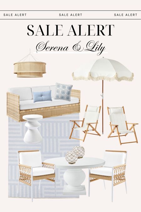 MAJOR sale at Serena & Lily!!! Outdoor table and chairs, beach chairs, outdoor pendant 

#LTKSeasonal #LTKhome #LTKsalealert