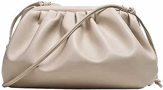 Womens Pouch Dumpling Crossbody Bag Cloud Handbag Soft Clutch Purse Shoulder Bag, White: Handbags... | Amazon (US)