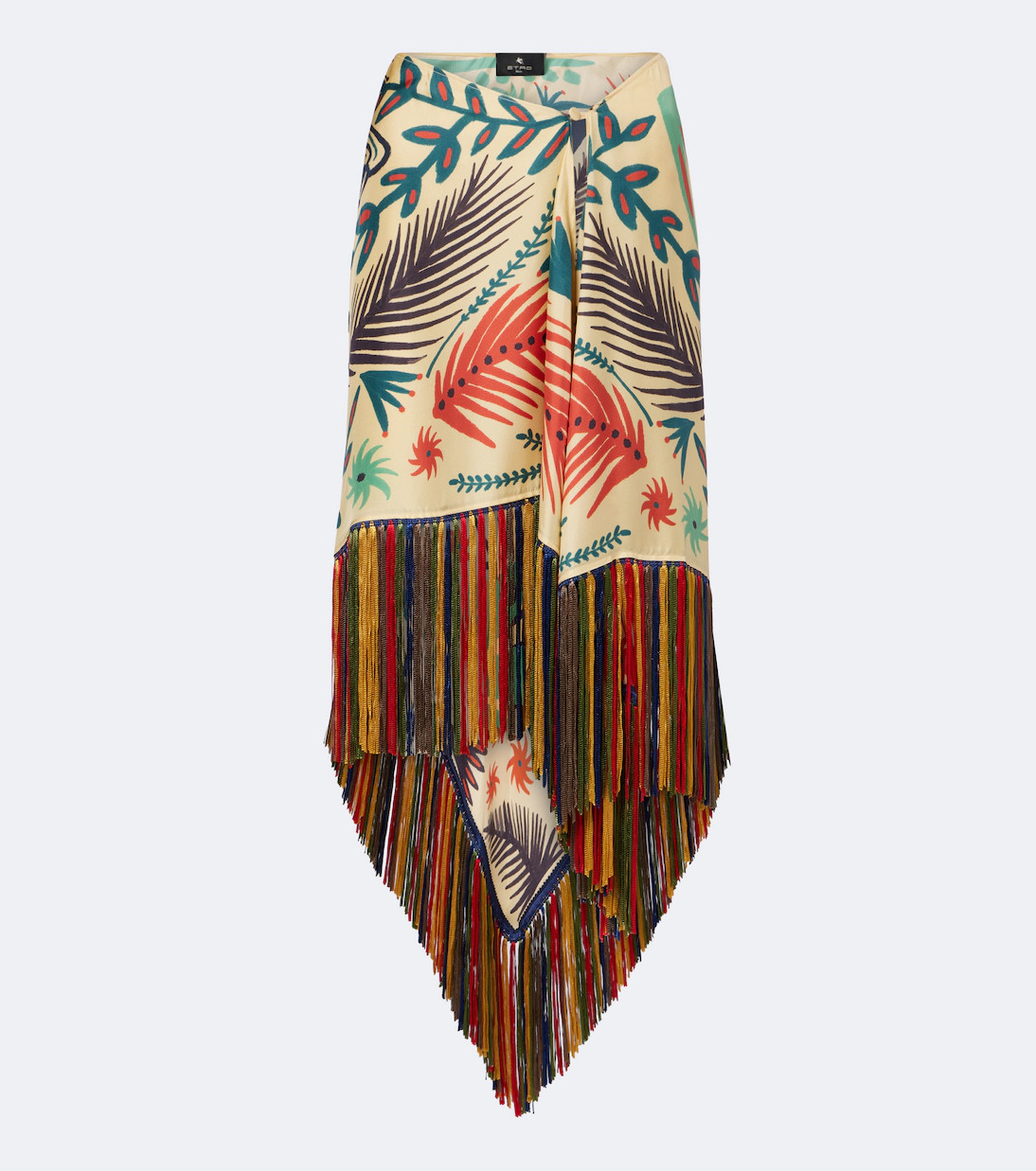 Fringed printed asymmetric silk midi skirt | Mytheresa (INTL)