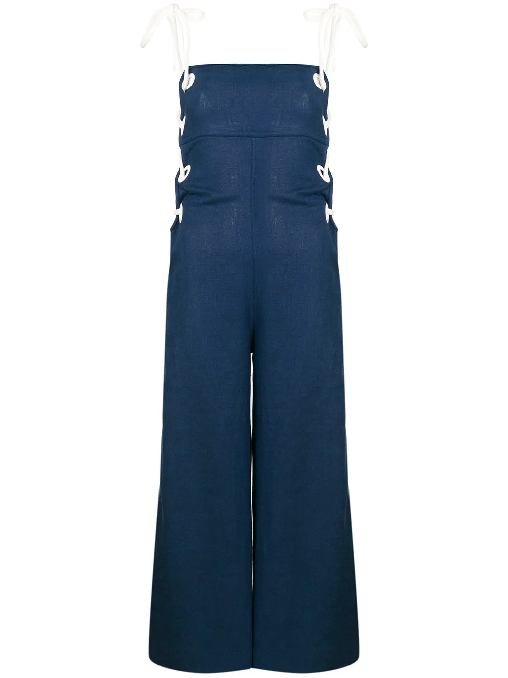 Staud lace-up jumpsuit - Blue | FarFetch Global