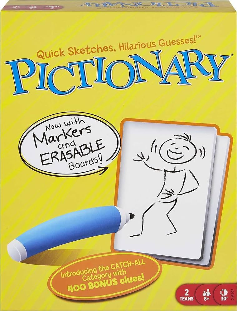 Mattel Games Pictionary Family Board Game for Kids, Adults and Game Night for 2 Teams with Erasab... | Amazon (US)