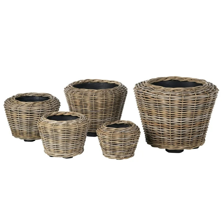 KOUBOO Rattan Planter Basket with Built-in Plastic Pot, Handwoven Indoor/Outdoor Plant Holder, Br... | Walmart (US)