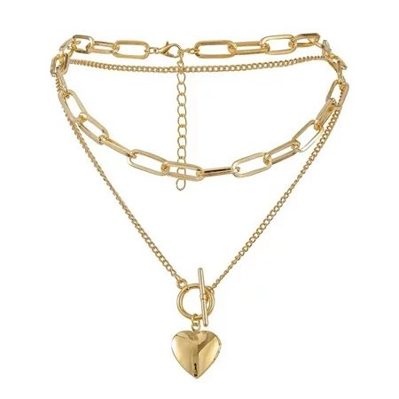 TOP.E European And American Style Heart-shaped Double-layer Necklace Durable And Beautiful Alloy Pla | Walmart (US)