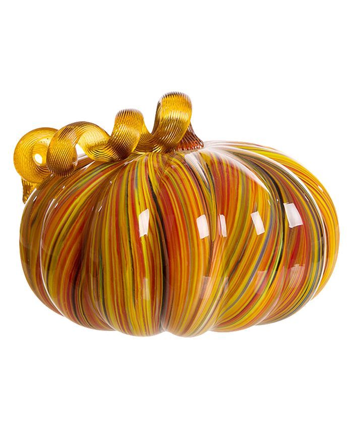 Glitzhome Striped Glass Large Pumpkin & Reviews - Macy's | Macys (US)