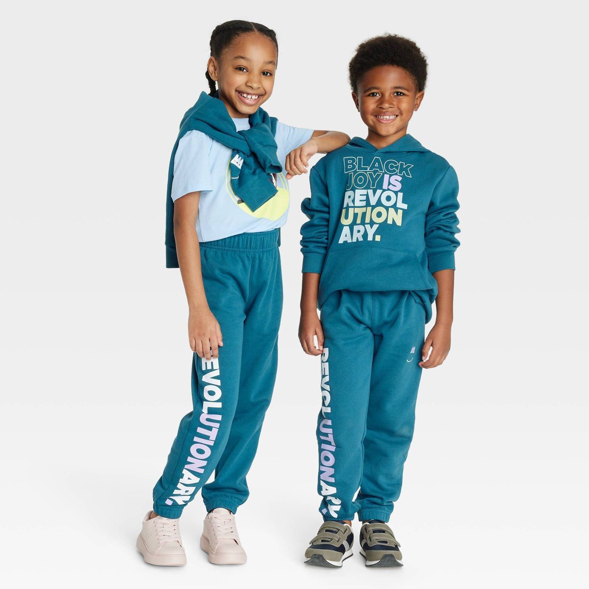 Black History Month Kids' Black Men Smile Joggers - Blue | Target