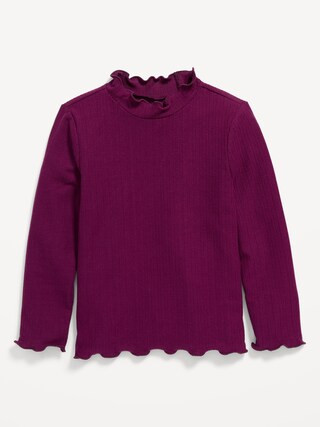 Long-Sleeve Lettuce-Edge Mock-Neck Top for Toddler Girls | Old Navy (US)