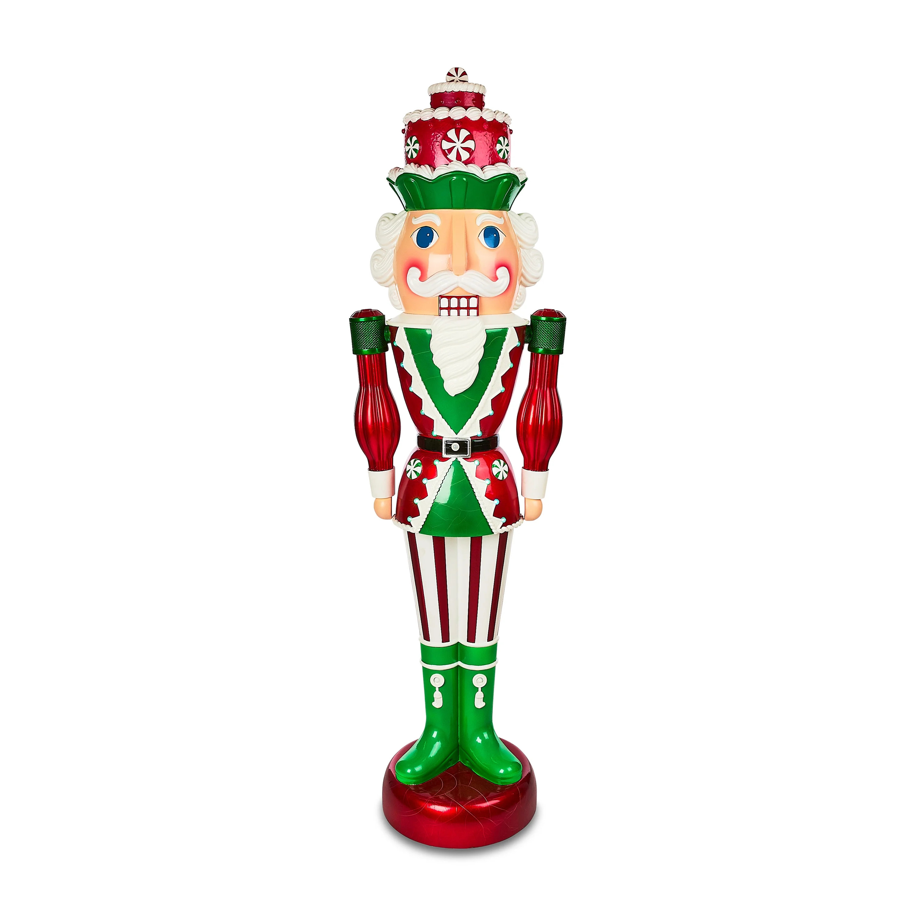 Peppermint Nutcracker with Music and LED Illumination, 72 in, 6 ft, by Holiday Time - Walmart.com | Walmart (US)