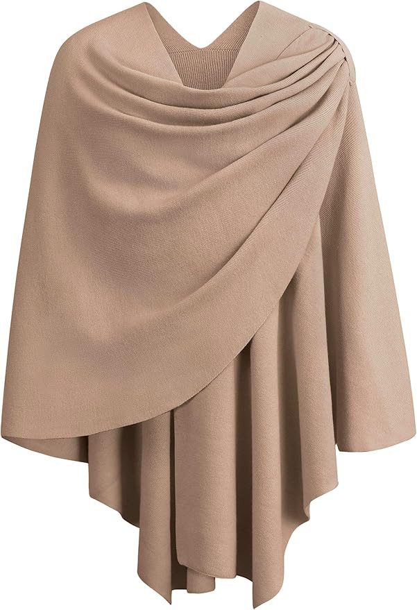 PULI Womens Large Cross Front Poncho Sweater Wrap Topper Knitted Elegant Shawls Cape for Fall Win... | Amazon (US)