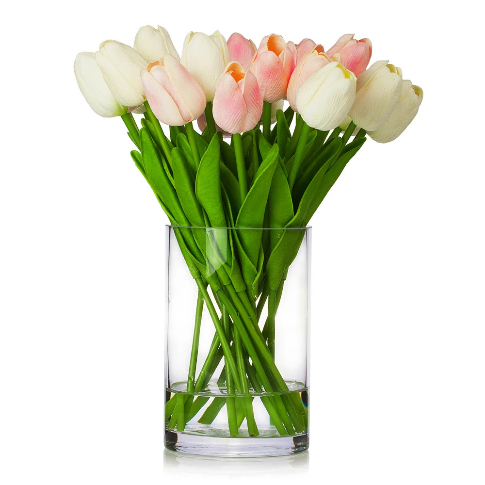Primrue Real Touch Flower Tulips Centerpiece in Vase "& Reviews" | Wayfair | Wayfair North America