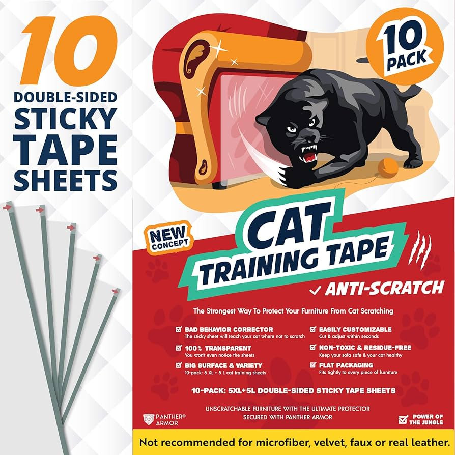 Panther Armor 10(Ten)-Pack Cat Scratch Deterrent Tape – Double Sided Anti Cats Scratching Stick... | Amazon (US)