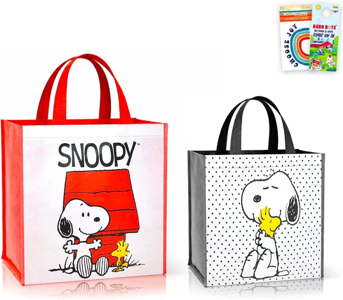 Peanuts Tote Bags, Large Reusable Grocery Bags - 2 Pack Bundle | Amazon (US)