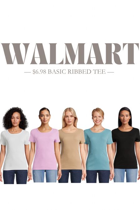 $6.97 ribbed basic tees! Size: small // order your normal size. 

#walmartpartner @walmartfashion #walmartfashion 