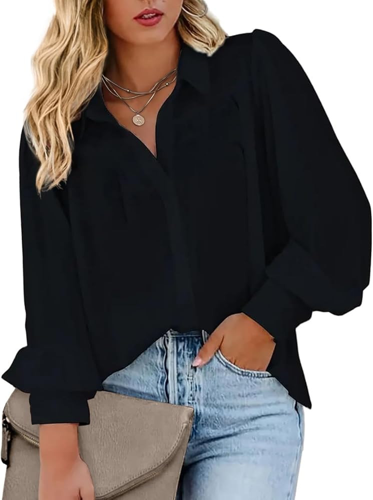 IN'VOLAND Womens Plus Size Button Down Shirts Print Long Sleeve Blouses Boho Floral Shirts Hawaii... | Amazon (US)