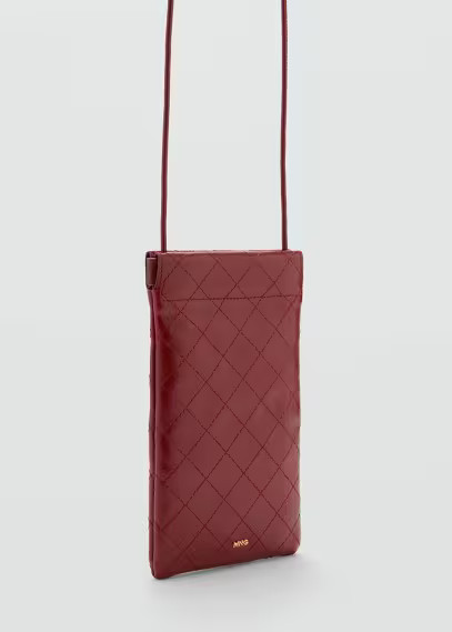 MANGO - Mobile phone case with decorative stitching burgundy - One size - Women | MANGO (US)