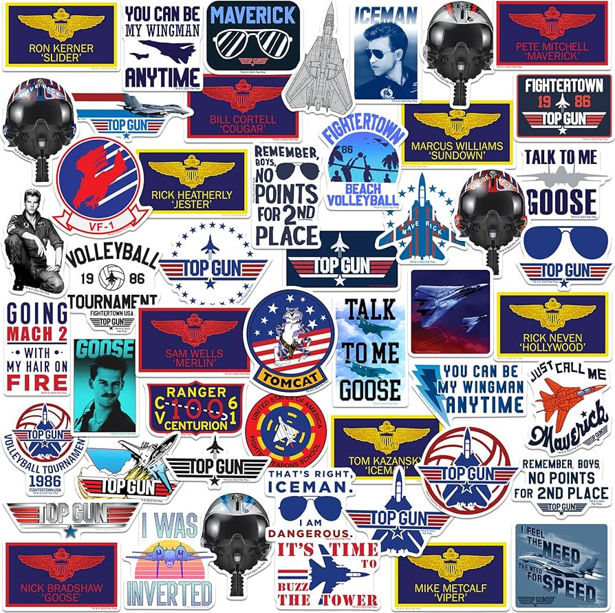 TOP Gun 50CT Vinyl Large Deluxe Stickers Variety Pack - Laptop, Water Bottle, Scrapbooking, Table... | Amazon (US)