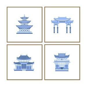 Pretty Pagoda Set of 4 | Urban Garden Prints
