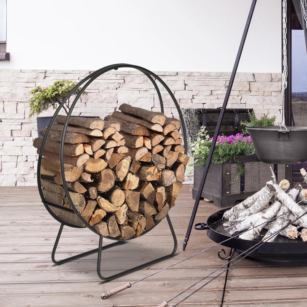 Wallace 23.8'' W Metal Log Rack | Wayfair North America