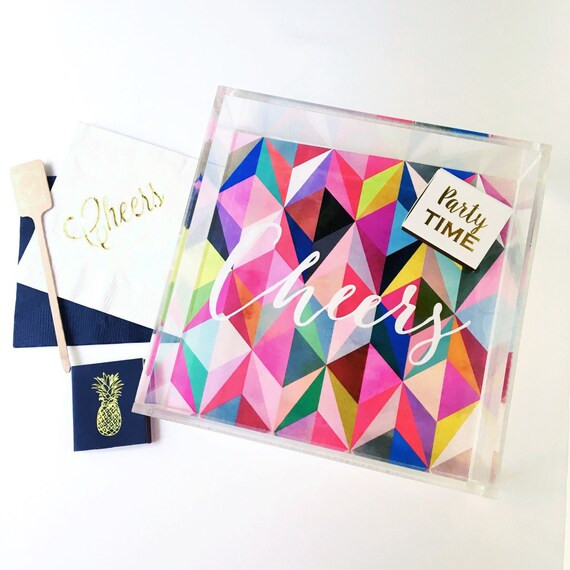 Cheers decor, acrylic tray, lucite catchall, bar cart tray, acrylic accessory, cheers tray, jewel... | Etsy (US)