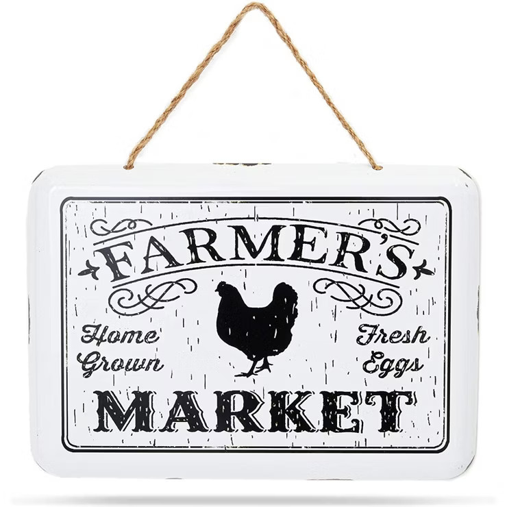 Farmlyn Creek Rustic Chicken Metal Hanging Sign Farmhouse Home Wall Decor, Farmer’s Market, 10.... | Target