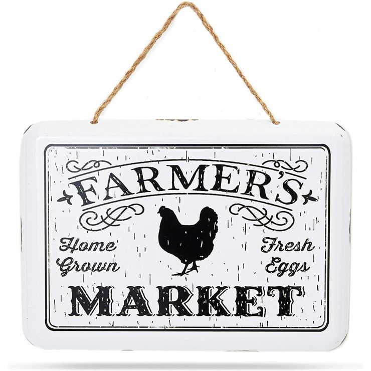Farmlyn Creek Rustic Chicken Metal Hanging Sign Farmhouse Home Wall Decor, Farmer’s Market, 10.... | Target