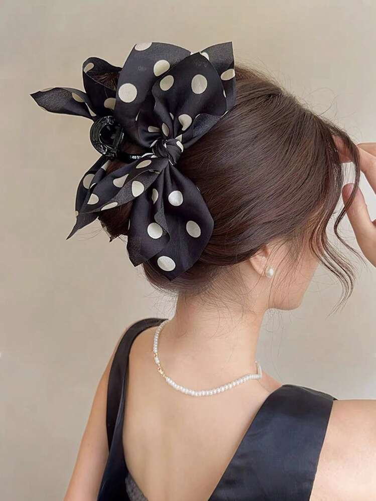 1pc Polka Dot Mesh Bow Sweet Hair Claw Claw Clips Hair Clips Hair Jaw Clip Hair Clamps Hair Clutc... | SHEIN