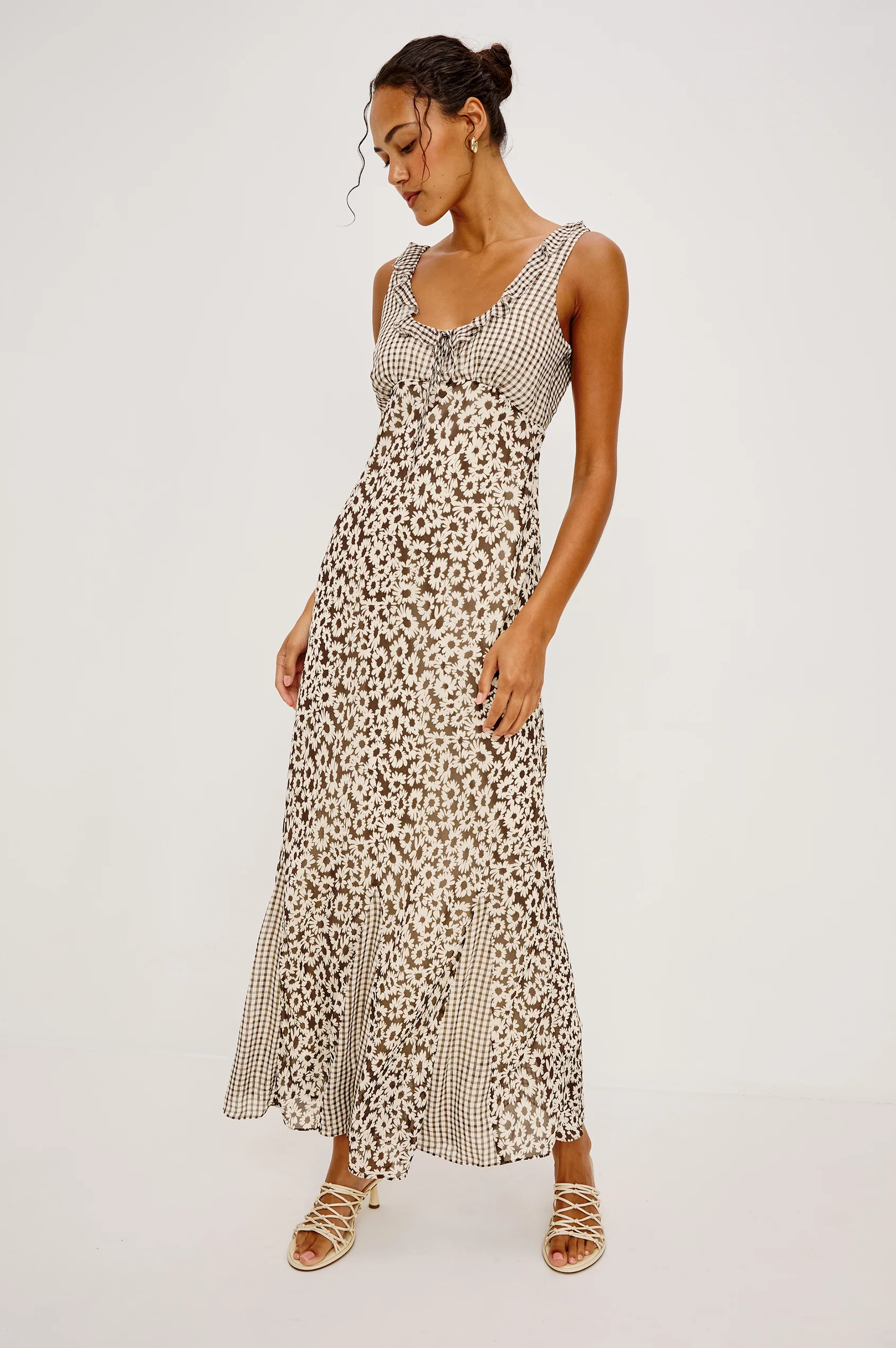 DAHLIA DRESS - ESPRESSO DAISY GINGHAM MIX | Rails