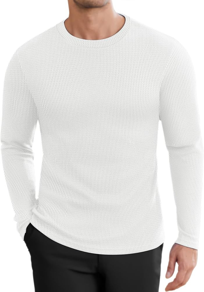 Ekouaer Men's Long Sleeve Shirts Honeycomb Waffle Pullover Sweater Crewneck Thermal Tops Lightwei... | Amazon (US)