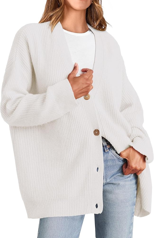 KIRUNDO Womens Cardigan 2023 Fall Fashion Oversized Open Front Button Lightweight Cardigans Casua... | Amazon (US)