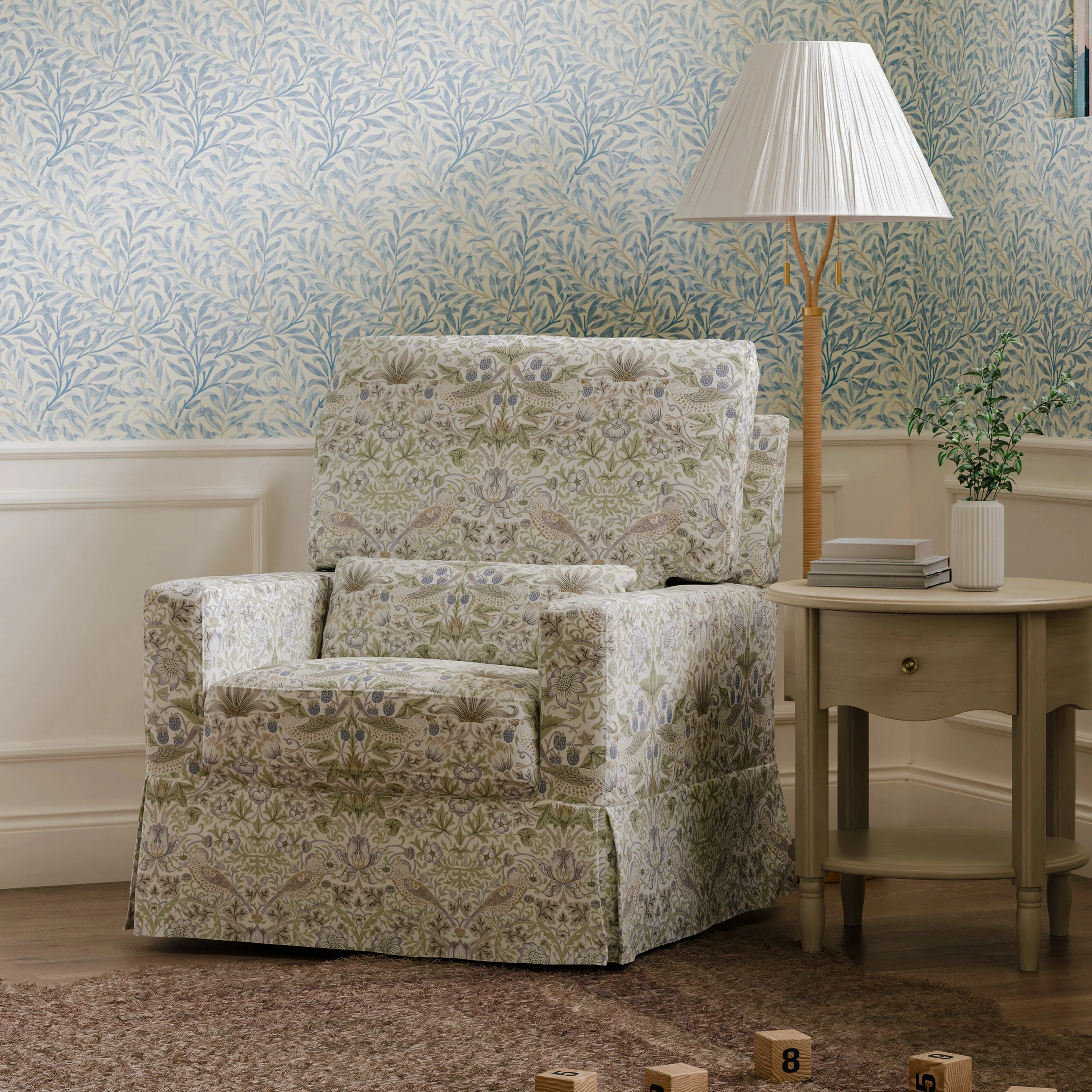 Morris & Co. x Namesake Crawford Pillowback Comfort Swivel Armchair | Wayfair North America