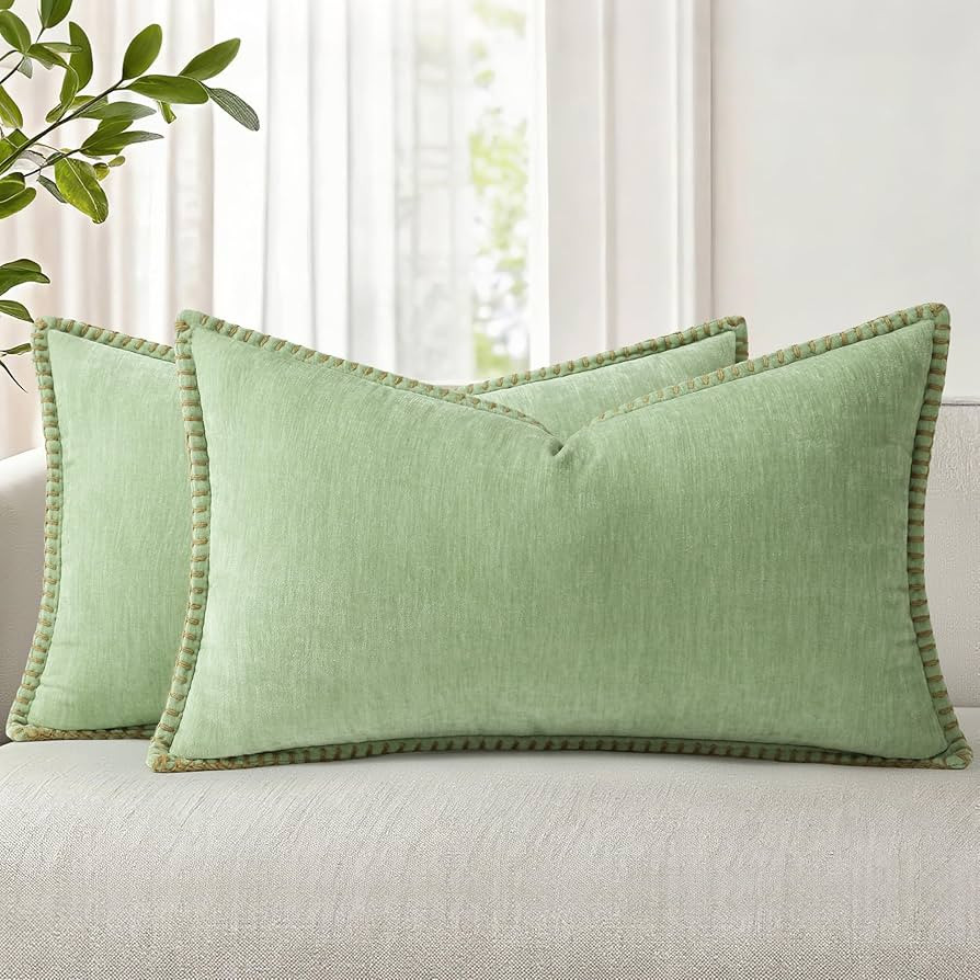 decorUhome Spring Chenille Soft Cozy Throw Pillow Covers 12x20 Set of 2, Modern Farmhouse Boho Ve... | Amazon (US)