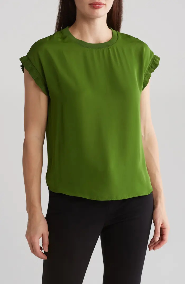 T Tahari Ribbed Ruffle Cap Sleeve Top | Nordstromrack | Nordstrom Rack