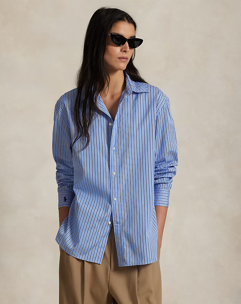 Oversize Fit Striped Cotton Shirt | Ralph Lauren (UK)