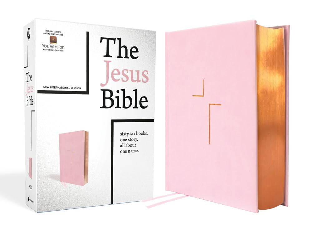 The Jesus Bible, NIV Edition, Leathersoft over Board, Pink, Comfort Print | Amazon (US)
