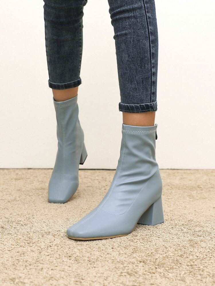 Square Toe Chunky Classic Boots | SHEIN