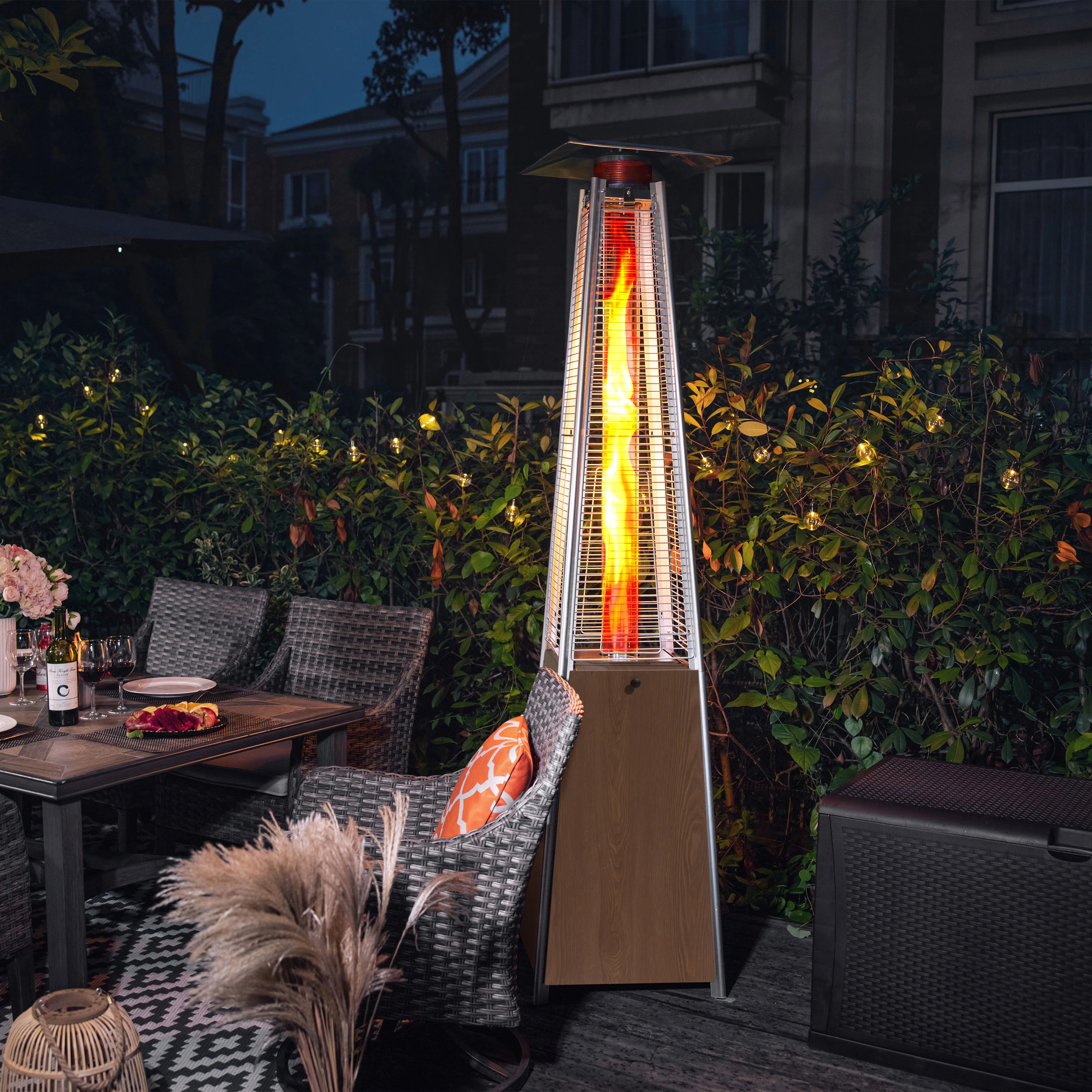 Outdoor 48,000 BTU Pyramid Propane Gas Patio Heater with Wheels | Wayfair North America
