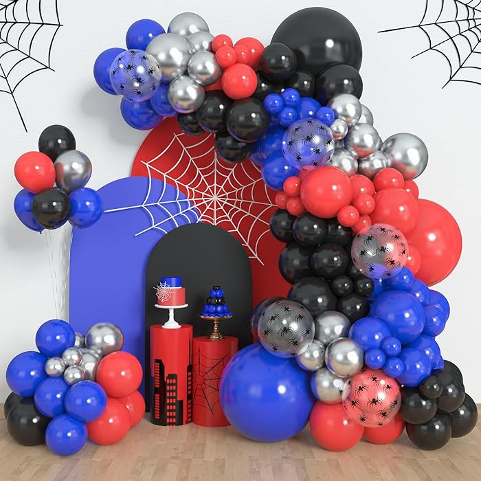Amandir 153pcs Black Red Blue Balloon Arch Garland Kit, Different Sizes 18 12 10 5 inch Red Blue ... | Amazon (US)