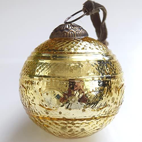 Set of 4 Gold Mercury Glass Ornaments (3.15" Elegant Etched Ball) Perfect for Christmas Tree, Han... | Amazon (US)