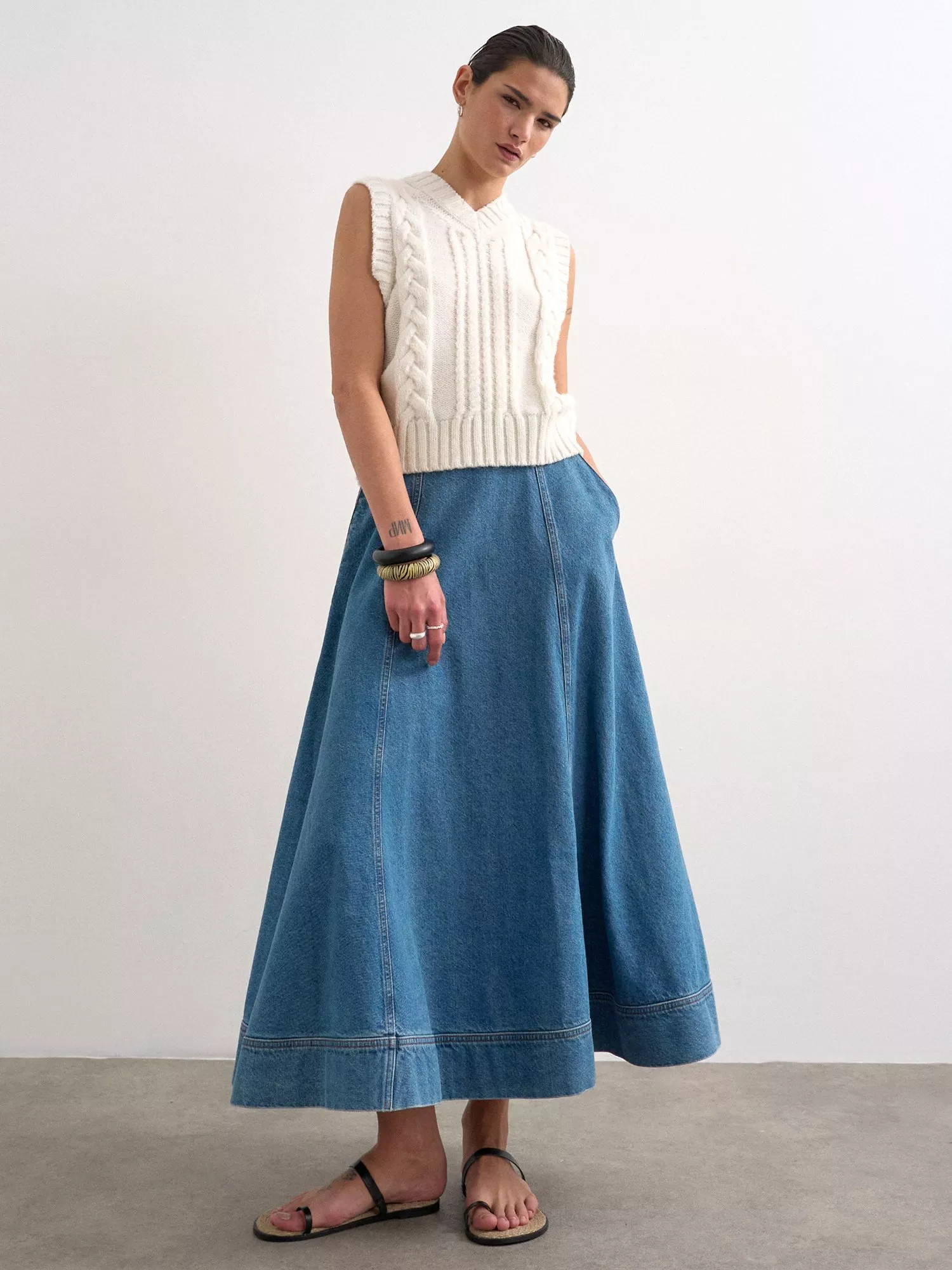 Denim Maxi Skirt, Light Blue | John Lewis (UK)