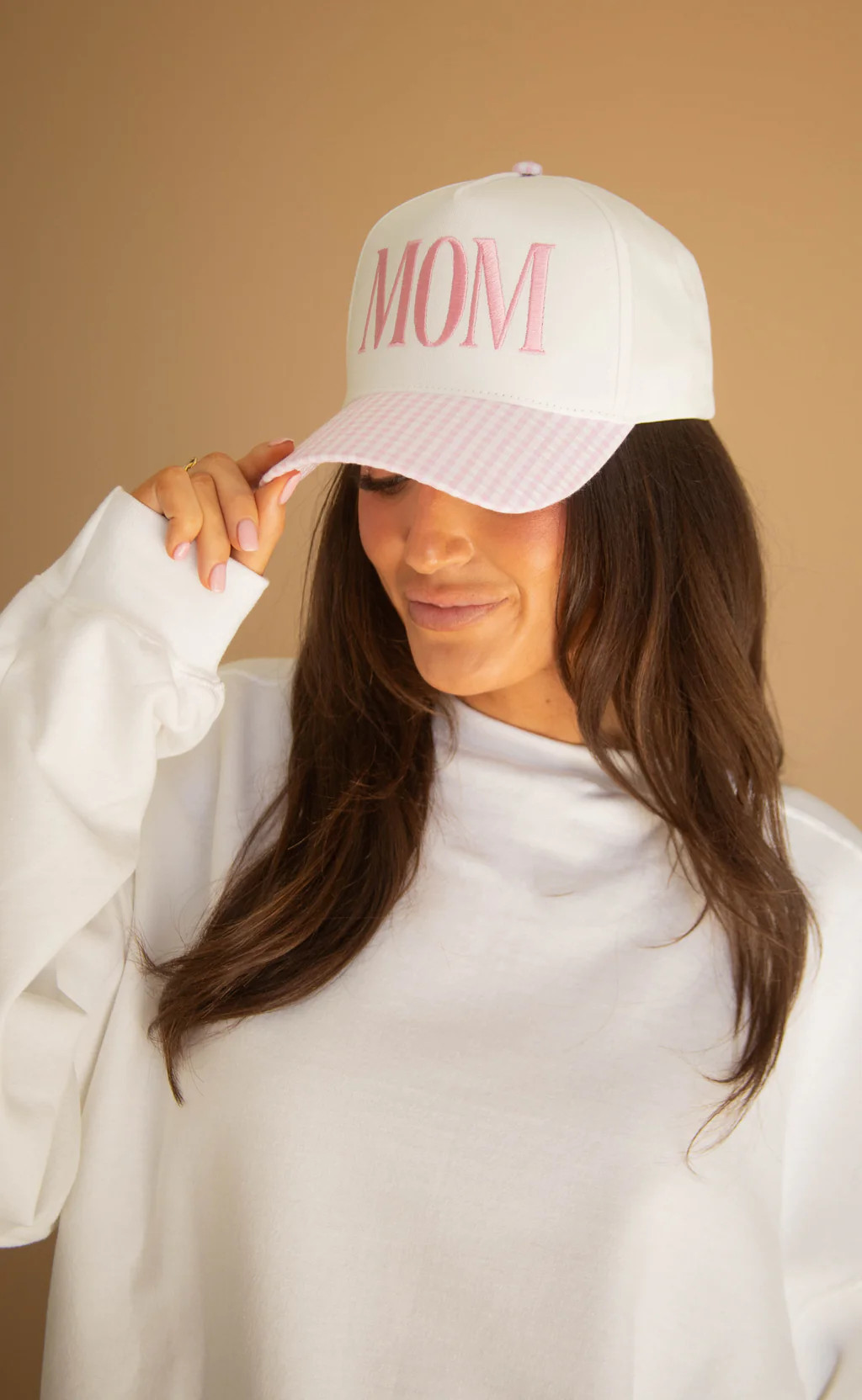 friday + saturday: mom gingham trucker - pink | RIFFRAFF