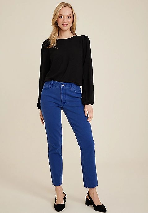m jeans by maurices™ Colored Mid Rise Slim Straight Ankle Jean | Maurices