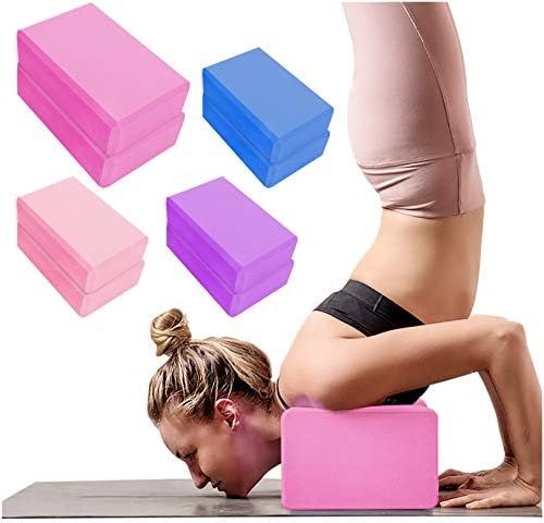 2 Pack Yoga Blocks High Density EVA Foam Brick Soft Non-Slip Surface Exercise Bricks Stability and B | Amazon (US)