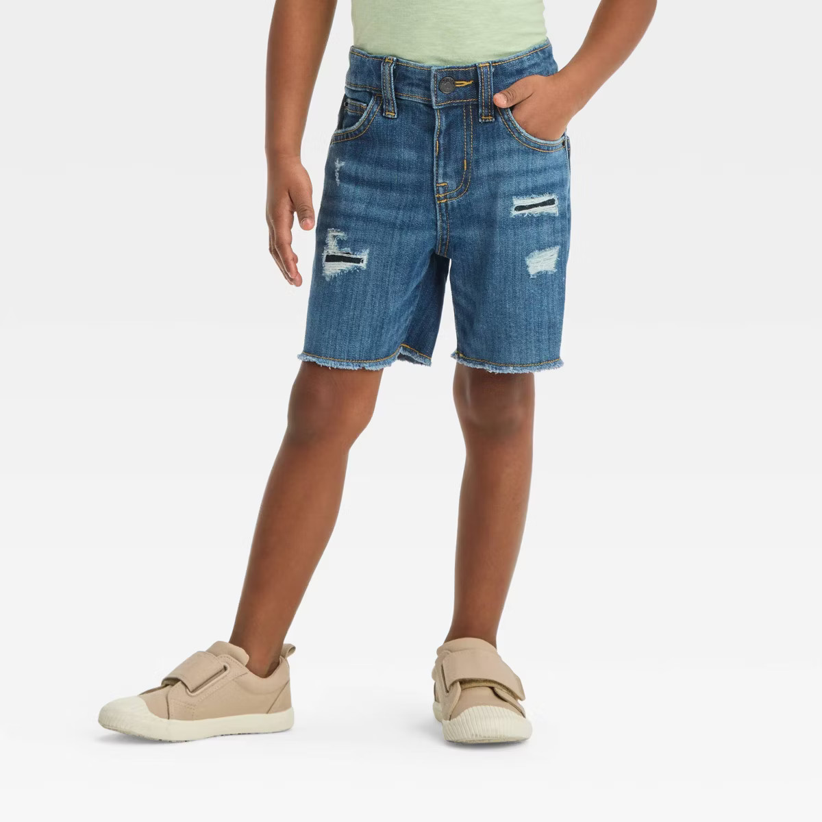 Toddler Boys' Button-Front Denim At Knee Shorts - Cat & Jack™ Light Wash 5T | Target