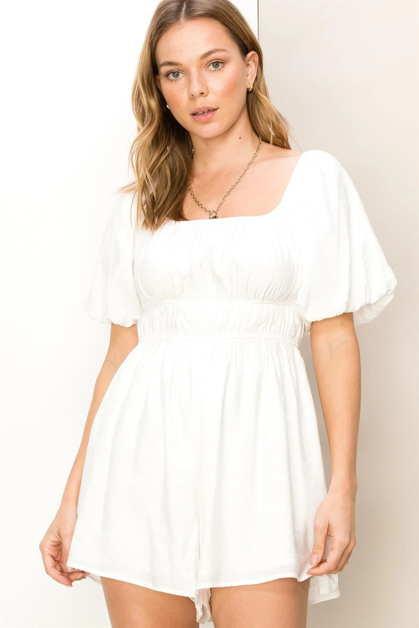 Off White Short Sleeve Romper | PinkBlush Maternity