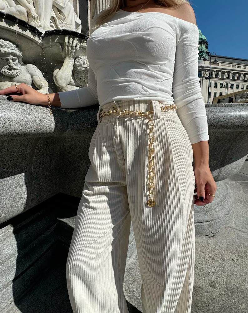 Gold Aluminum Chain Belt, Women Accessoriies, Boho Charm Waist Belt, Made in Greece - Etsy | Etsy (US)