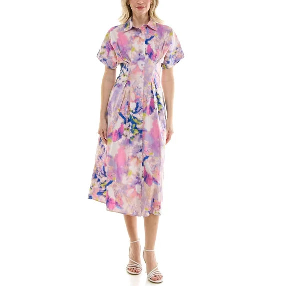 Nicole Miller Pintuck Waist Shirtdress, Sizes 4-16 | Walmart (US)