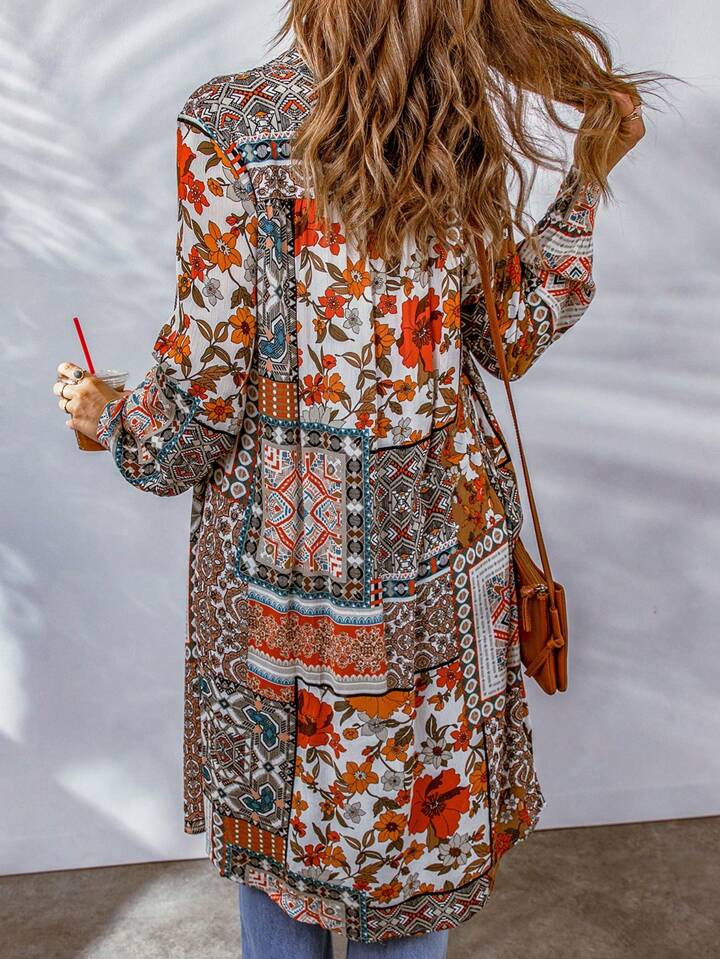 Astylish Women's Floral Print Button Down Long Kimono Cardigan Boho Chic Vacation Loose Fit Open ... | SHEIN